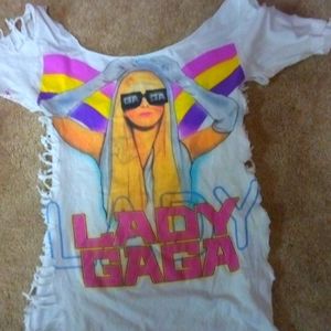 Lady Gaga custom shredded T shirt
